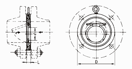 對(duì)夾圓片式止回(hui)閥結構示意圖(tu)