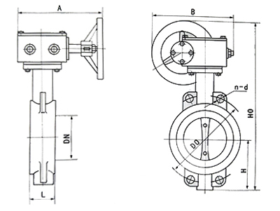 中線對(dui)夾式蝶閥結構(gòu)示意圖